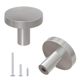 DonYoung 2 Pack Cabinet and Drawer Knobs, Bifold Barn Door Handle- Stylish Round Pulls for Bi-folding Sliding Barn Door, Kitchen, Dressers, Cupboard and Closets, Brushed Satin Nickel
