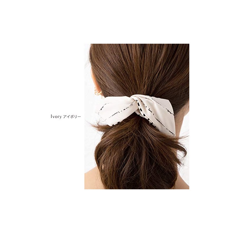 [ジュエルボックス] JewelVOX ヘアアクセサリー レトロ柄 カラー ワイヤー リボン ポニー ブラウン 選択