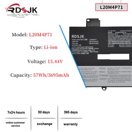 L20C4P71 L20D4P71 L20L4P71 L20M4P71 Laptop Battery for Lenovo ThinkPad X1 Carbon 9th Gen 9 2021 10th Gen X1 Yoga 6th Gen 7th Gen 2022 Series 5B10W13972 5B10W13973 5B10W13974 5B10W13975 SB10T83215 57Wh