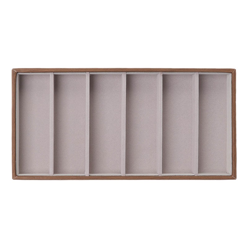 Eyeglass Display Organizer Wood Grain 6 Compartments Glasses Display Tray