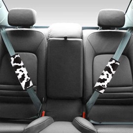DBBXHZJY 2PCS Cow Print Car Seat Belt Cover Pads,Black and White Seatbelt Covers Protect Shoulder and Neck Car Accessories Interior,Universal Car Seat Strap Pads Car Decorations for Most Cars Trucks