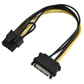 Cable Sata Macho 15 Pines A Pcie 8 Pines Para Riser Mineria