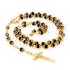 LIFETIME JEWELRY Gold Rosary Crucifix Necklace with Black Crystal Prayer