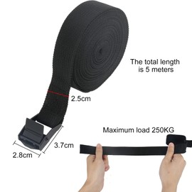 Zythrem 4 Pcs Ratchet Tie Down Straps, 5m x 25mm Bike Rack Straps with Buckle Heavy Duty Lashing Straps Adjustable Tensioning Belts for Motorcycle Vans Trailer Luggage Cargo Garden Furniture Covers