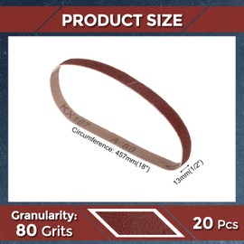 Kozelo 20 Pcs Sanding Belts 1/2 x 18 Inch 80 Grit Aluminum Oxide Abrasive Sandpaper for Belt Sander Metal Grinding Wood Working Weld Rust Removal