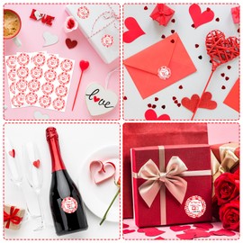 JUESMOS Happy Valentine's Day Stickers Valentine's Day Gift Tags Stickers 1.5" Valentine to from Labels Heart Stickers for Envelopes Seal Boxes Cards Valentines Party Favor Decorations