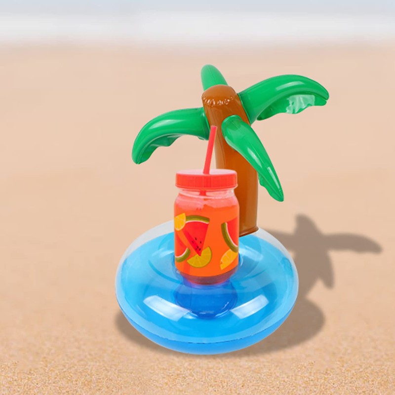 LIYDE 6 Pack Palm Tree Inflatable Drink Holder Floaties for