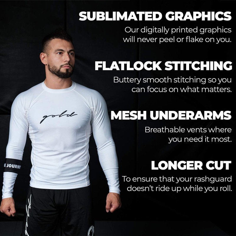 Gold BJJ Foundation Rash Guard - Ranked No-Gi and Gi