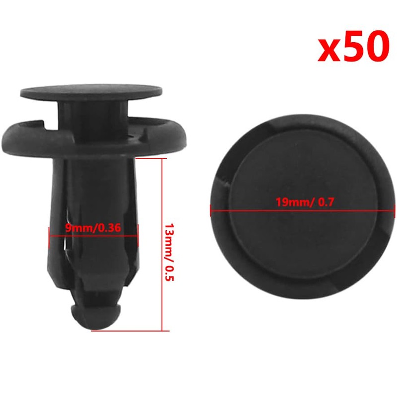 50Pcs 8mm Hole Dia 0.31inches Plastic Rivets Fastener Fender Bumper
