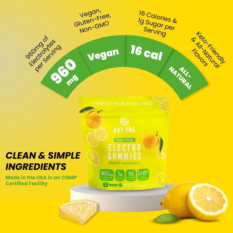Day One ElectroGummies – Electrolyte Hydration Gummies – Ideal to