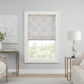 Waverly Adonis Medallion 100% Blackout Roman Shade, Cordless and Noise Reducing Window Shade for Privacy, Thermal Window Treatments for Energy Saving Benefits, 39 in Wide x 64 in Long, Natural