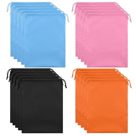 Shoe Bags for Travel, 15.7" x 11.8" Travel Shoe Bags for Packing, Large Waterproof Portable Drawstring Travel Shoe Storage Bag Travel Essentials Women for and Men (Orange & Black & Pink & Blue)