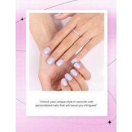 MelodySusie Semi Cured Gel Nail Strips,Misty Blue, Works with Any Nail Lamps, Salon Quality, Long Lasting, Easy to Apply and Remove, Includes 30Pcs, 2 Prep Pads, Nail File and Wooden Stick