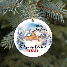 Christmas Ornament 2023 Gift City State Providence Utah Ornaments Happy New Year Ornament Keepsake Holiday Xmas Tree Decoration Present Family MDF Plastic 3" White
