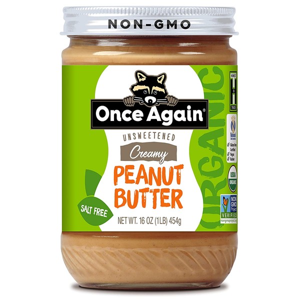 Once Again Organic, Creamy Peanut Butter - Salt Free, Unsweetened - 16 oz Jar