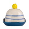 Creative Co-Op Stoneware Butter Dish with Lemon Shaped Handle, Multicolor