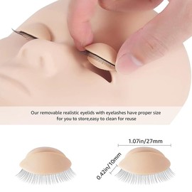 HuYiGGZ 6 Pairs Replacement Eyelids for Mannequin Head Removable Realistic Eyelids with Eyelashes Mannequin Head Eyelids for Eyelash Training Practice Makeup Extension