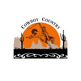 Cowboy Country Kiss-Cut Stickers, Rustic Western Decor, Laptop Stickers, Cowpoke Gifts, Western Themed Accessories - Color: 4" × 4"