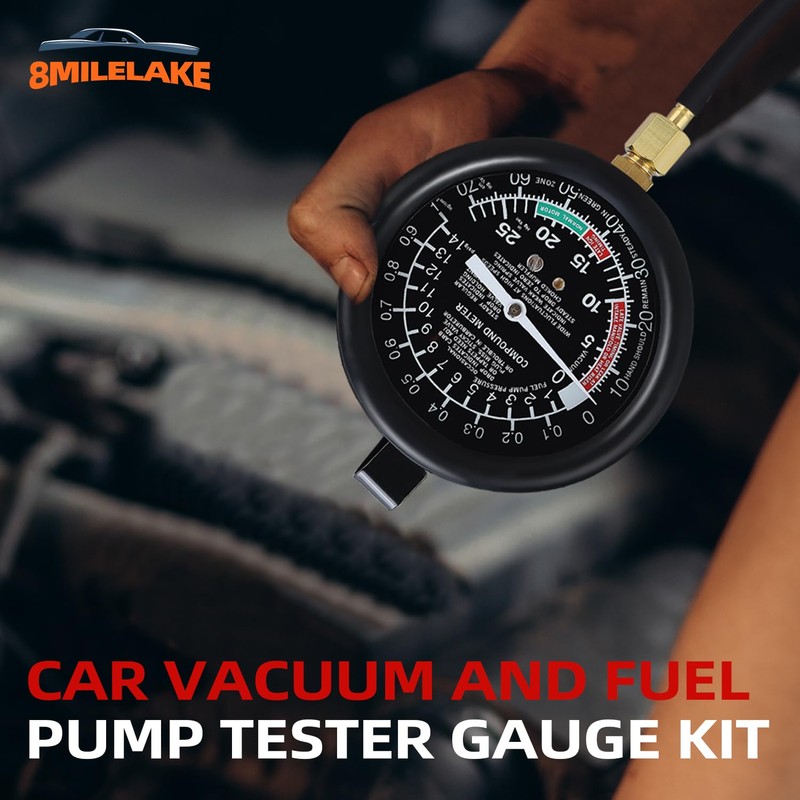 8MILELAKE Fuel Pump and Vacuum Tester Gauge Leak Carburetor Pressure