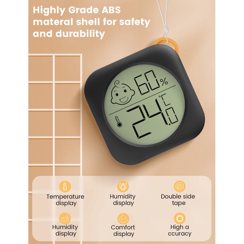 Compact Hygrometer Thermometer Indoor Digital Mini Ambient Room Temperature Monitor
