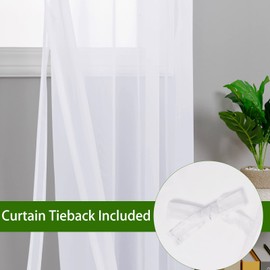 Hiasan Cortinas transparentes blancas para dormitorio con alzapaños, cortinas de gasa ligeras y ventiladas para filtrar la luz, bolsillo para barra, cortinas de ventana para sala de estar, guardería, 52 pulgadas de ancho x 63 pulgadas de largo, 2 paneles