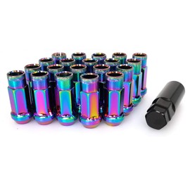 SOROPARTS Lug Nuts M12x1.5 Open End Wheel Nuts,Taper Acorn Seat, Forged Locknut Racing Nut 20 Set 2 Pieces Total 22 Pieces and 1 Nut Socket Key (Multicolored M12 x P1.5)