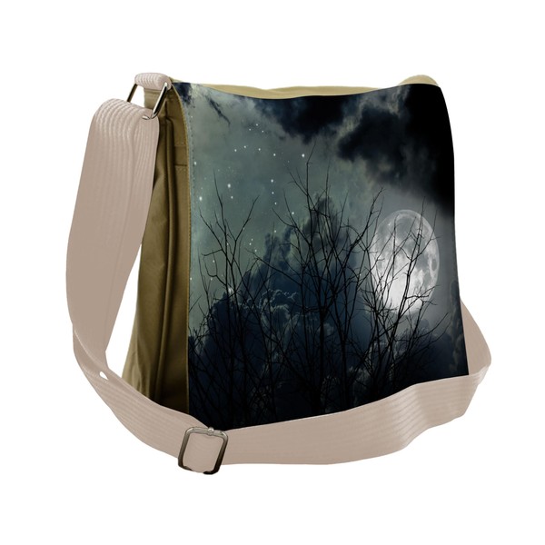 Lunarable Night Sky Messenger Bag, Nocturnal Dried Branches, Unisex Cross-body