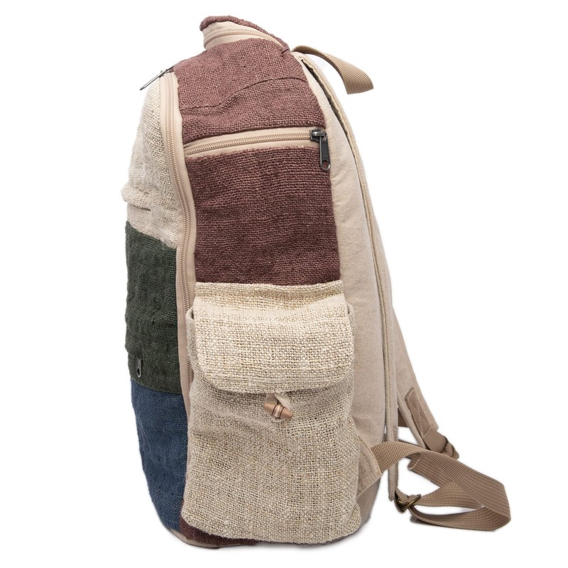Large Hemp Backpack Multi 8 Functional Pocket Bag - Eco