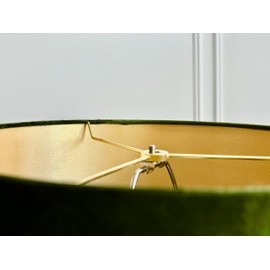Tristan Home Premium Velvet Drum Lamp Shade with Fringe (Olive Green) 35cm Width