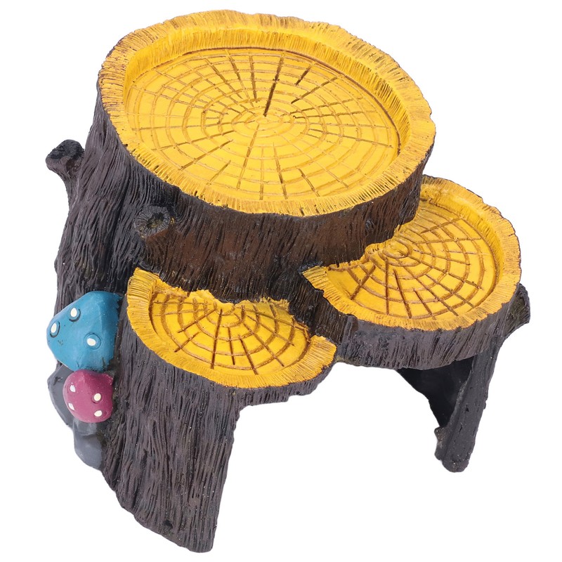 Resin Mini Stump Shape Hiding Hole Wooden Cave Artificial Aquarium