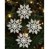 Glitter Snowflake Christmas Decorations Pack of 6-10cm Hanging Decorations (White)