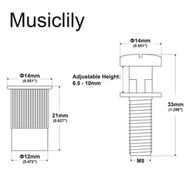 Musiclily Pro Metric Seperatable Guitar Tailpiece Studs and Bushings for Epiphone Les Paul Style Electric Guitar, Black (Set of 2)