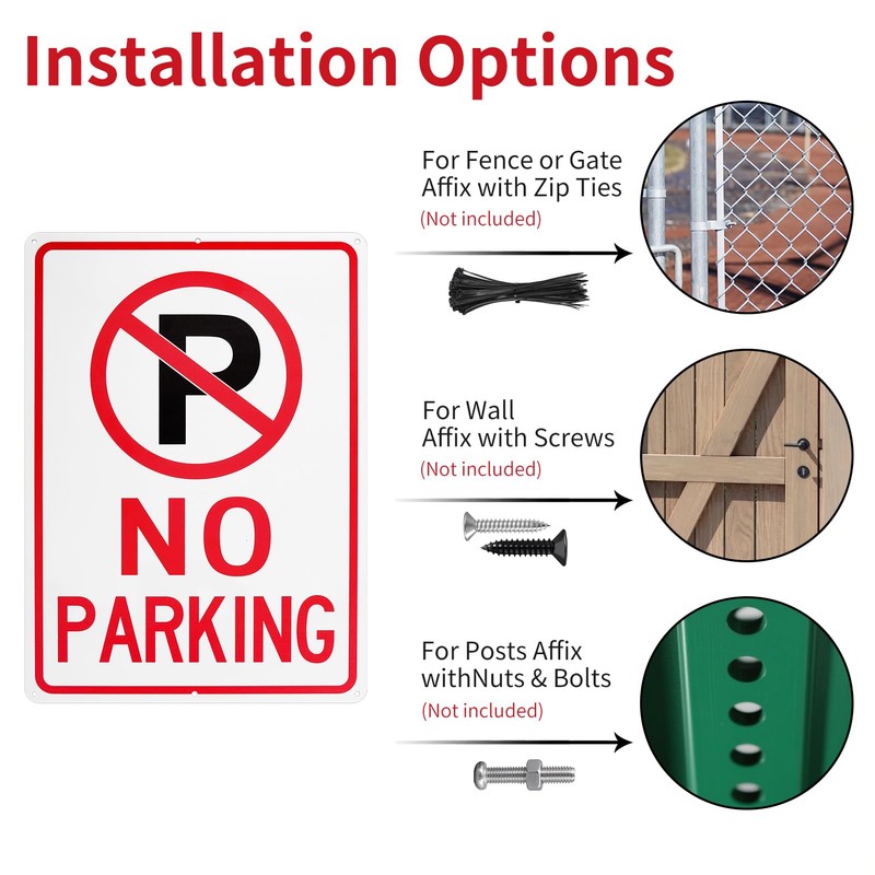 Decorniqu 4 Pack No Parking Signs 14"x10" UV Protected 40