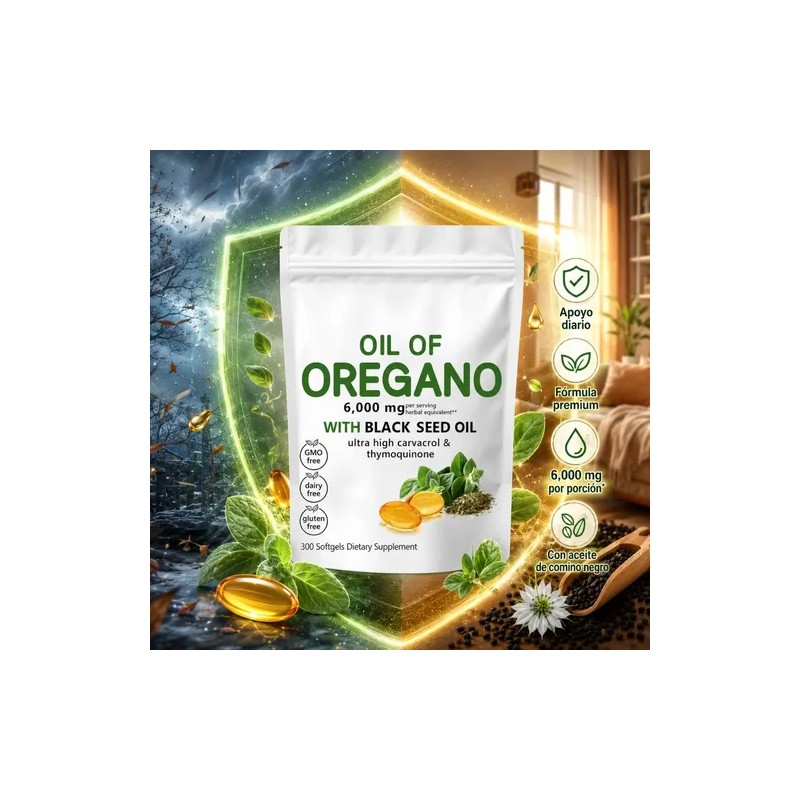 Aceite Oregano Semilla Negra 6000 Mg Sin Gluten 300