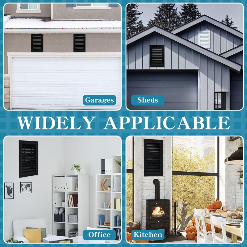 Gisafai 2 Pcs 12" x 18" Gable Vent Aluminum Alloy