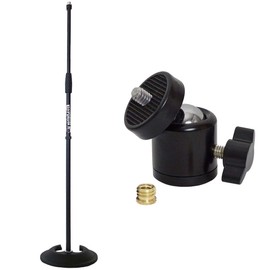 keepdrum MS096 Microphone Stand Straight + Ball Joint Tripod Adapter 1/4 Inch to 3/8 Inch