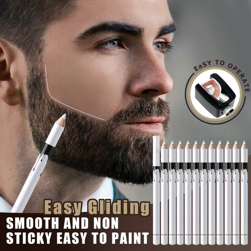 Noerrors 12Pcs White Barber Pencil Set Magic Hairline Pencils for