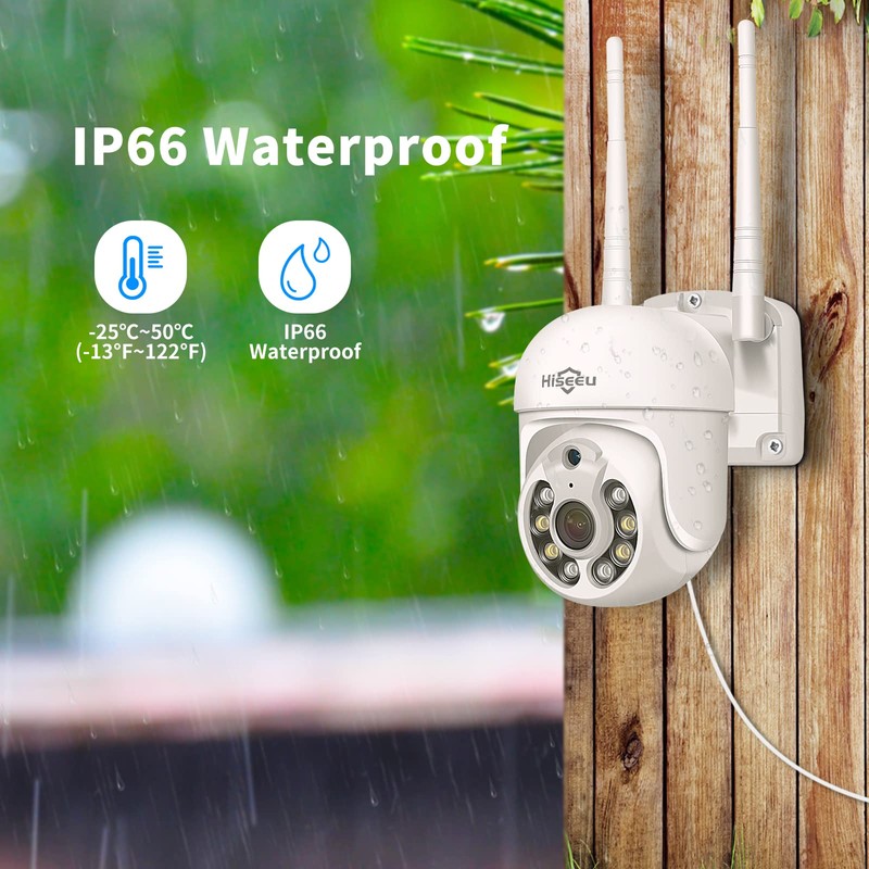 Hiseeu Pan/Tilt/Zoom Security Camera,WHD205,5MP Outdoor Wireless Surveillance Camera, Floodlights Full