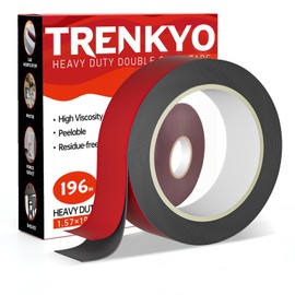 Trenkyo Heavy Duty Double Sided Tape, 1.57 Inch x 196 Inch Industrial Strength Mounting Tape, Waterproof Adhesive for Automotive, Metal, Plastic, Indoor & Outdoor Use
