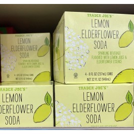 TRADER JOE'S LEMON ELDERFLOWER SODA 4 - 8.4 FL OZ CANS KOSHER