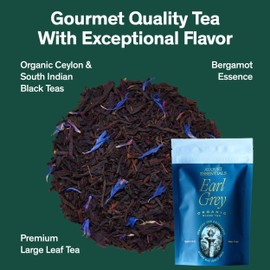 August Essentials Earl Grey Black Tea – Handcrafted Organic Black Tea for Daily Enjoyment – Smooth Morning Drink with Velvety Flavor and Bright Bergamot Notes - Convenient Resealable Pouch (1.8oz)