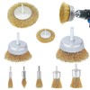 Wire Brush Set, 9 Pieces Steel Wire, Brass-Plated, Carbon Steel