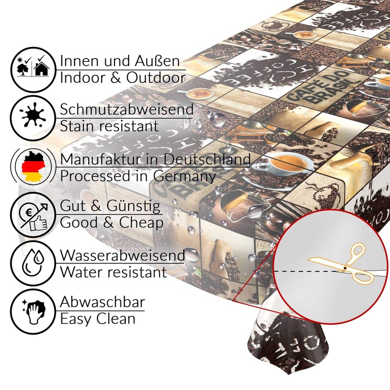 Anro Oilcloth Wax Tablecloth, Washable