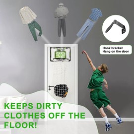 LESEFS Basketball Laundry Hamper, Over the Door, Fun for Kids & Dorm Rooms, Blue and Orange, Foldable