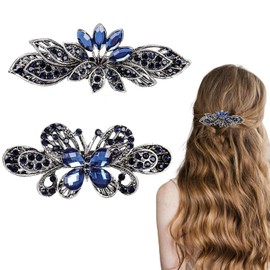 2 x Butterfly Flower Hair Clips, Vintage Rhinestone Hair Clips, Vintage Rhinestone Butterfly Hair Clips, Crystal Butterfly Hair Clip, Gift for Women or Girlfriend