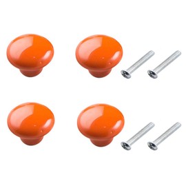 Yesmin 4 Pcs Colored Ceramic Drawer Handles,Cute Cabinet Handles,Wardrobe Door Single Hole Handles,Bedroom,Living Room,Kitchen Furniture-Orange