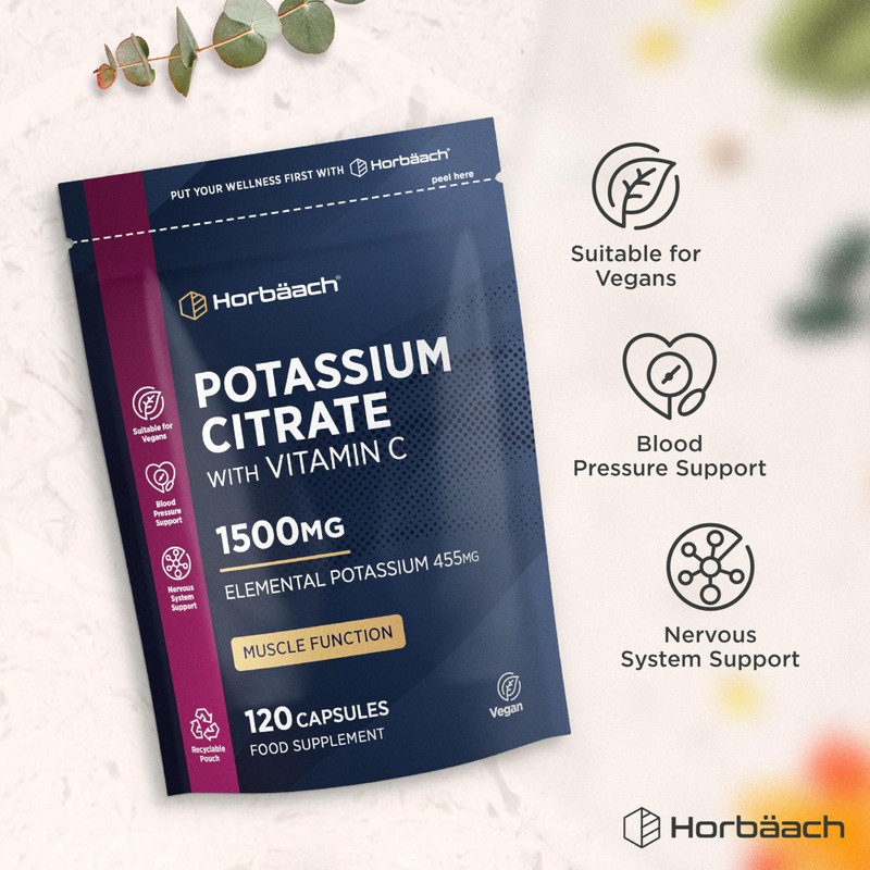 Potassium Supplement High Strength 1500mg with Vitamin C | Electrolyte