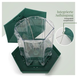 WILDLIFE HOME Hanging Bird House, XL Bird Feeder House, Feeder Lantern, Green, Bird Feeder for Garden and Balcony, Feeding Station, Wild Birds All Year Round