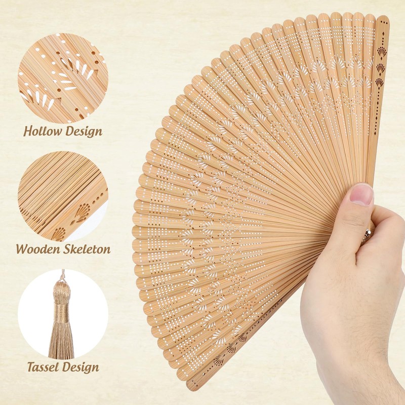 IMIKEYA Folding Hand Fan for Women: Wooden Bamboo Hand Fans