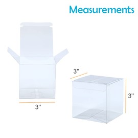 Houseables Favor Boxes, Gift Box, 50 Pack, 3x3x3 Inch, Transparent or Brown, Small, Square, Storage Bins, Empty Boxed Containers, Wedding, Party, Birthday Present, Candy, Jewelry
